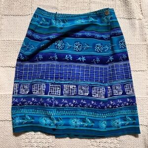 Vintage Coldwater Creek Blue Wrap Mini Skirt